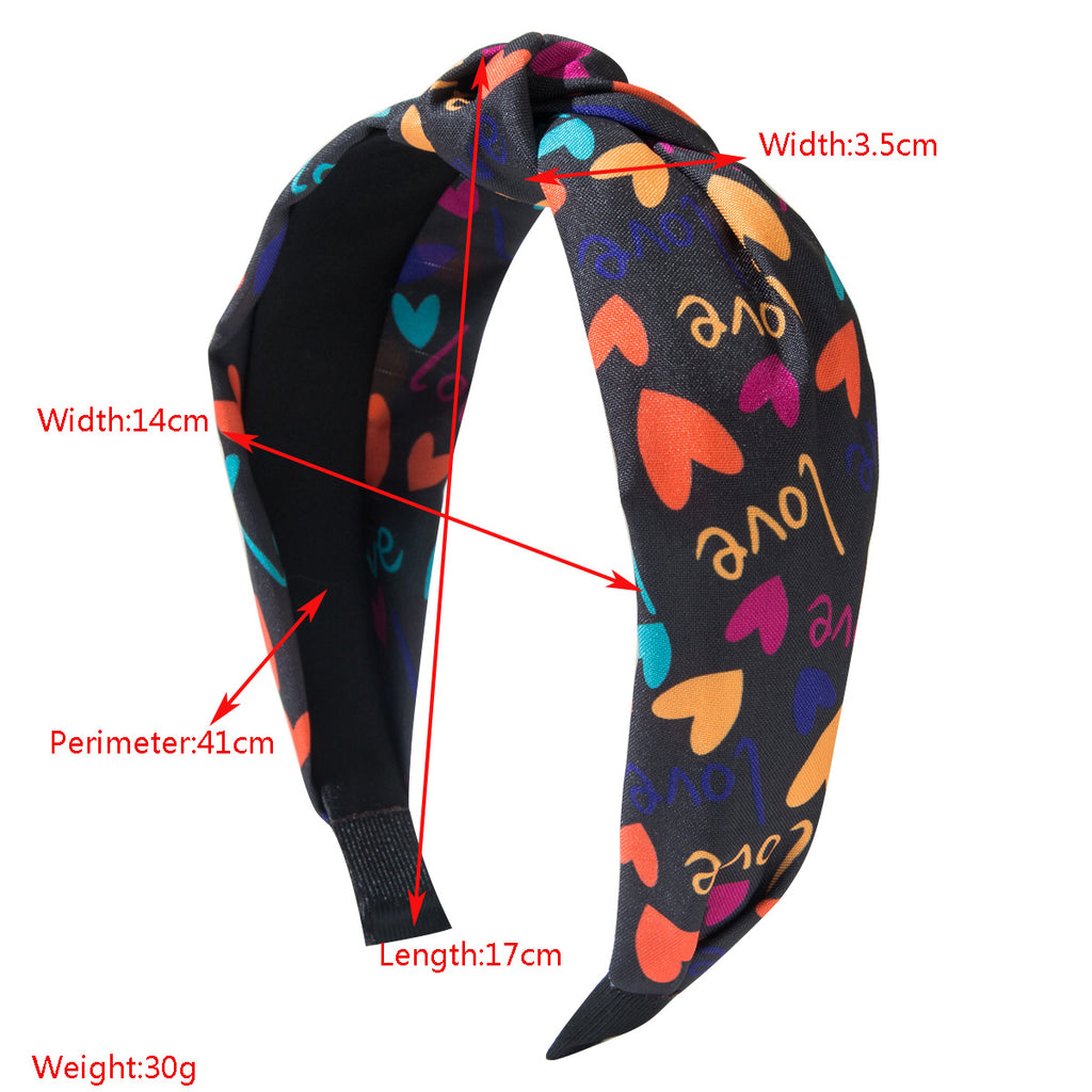 Heart Print Knotted Wide Headband - view 1