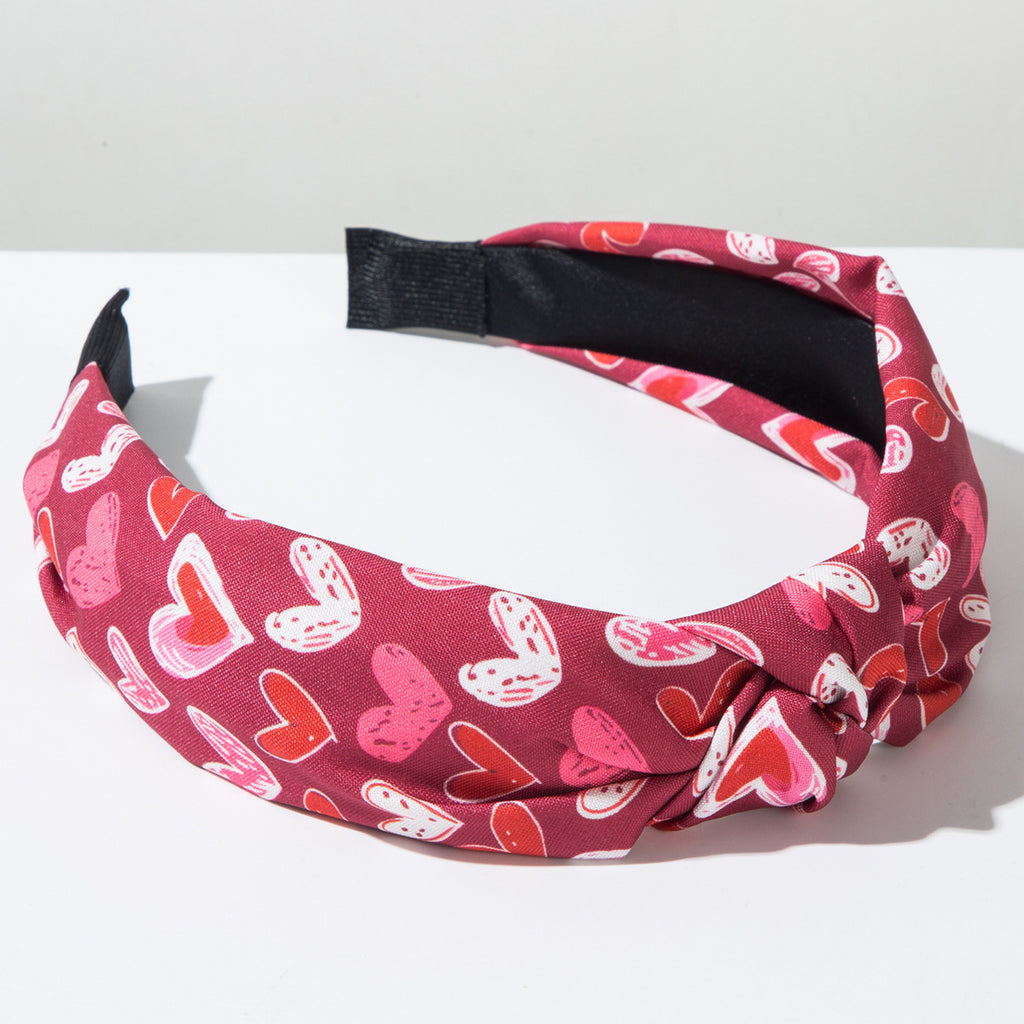 Heart Print Knotted Wide Headband - view 10
