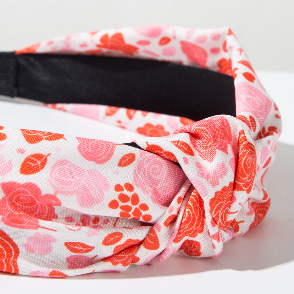 Heart Print Knotted Wide Headband - view 3