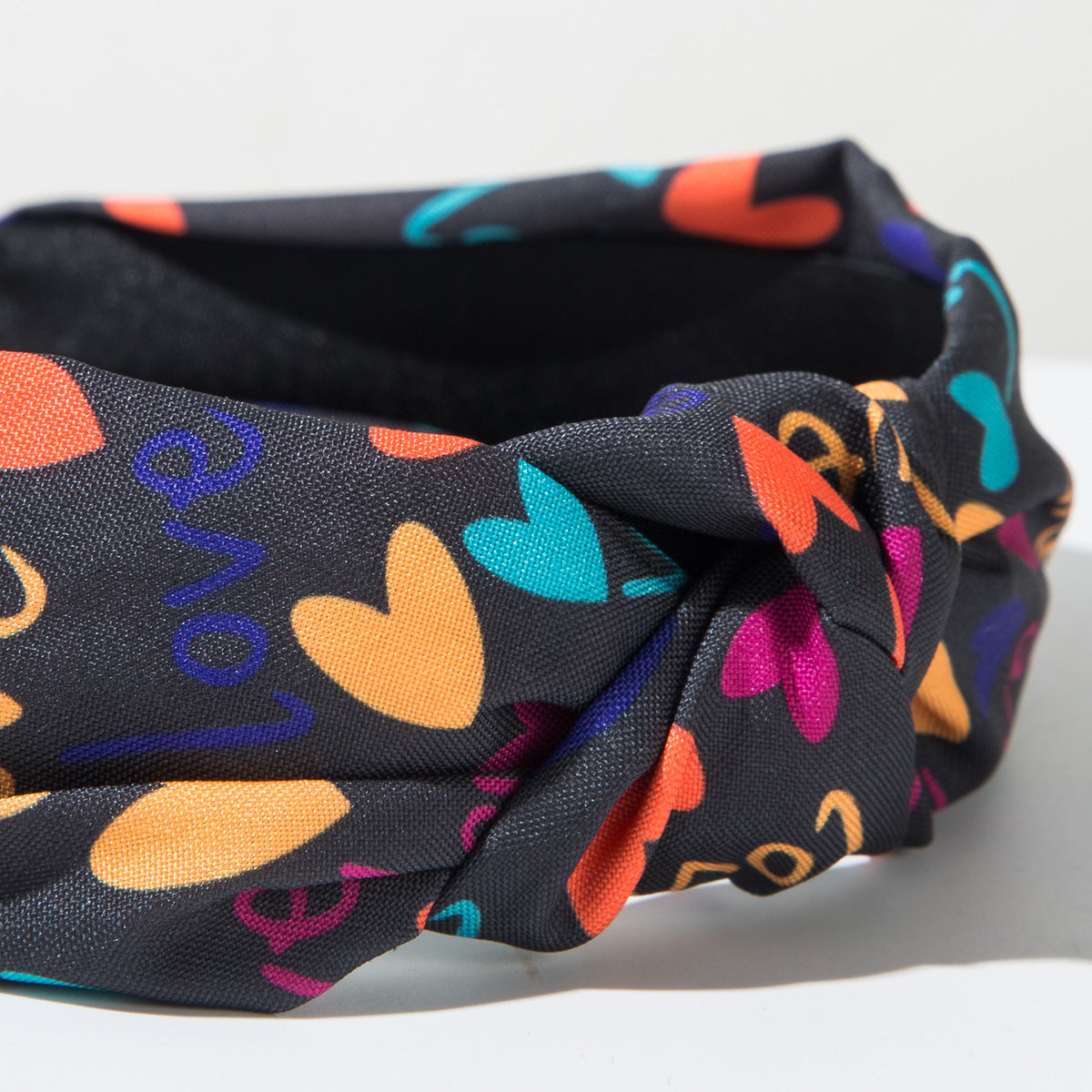 Heart Print Knotted Wide Headband - view 7