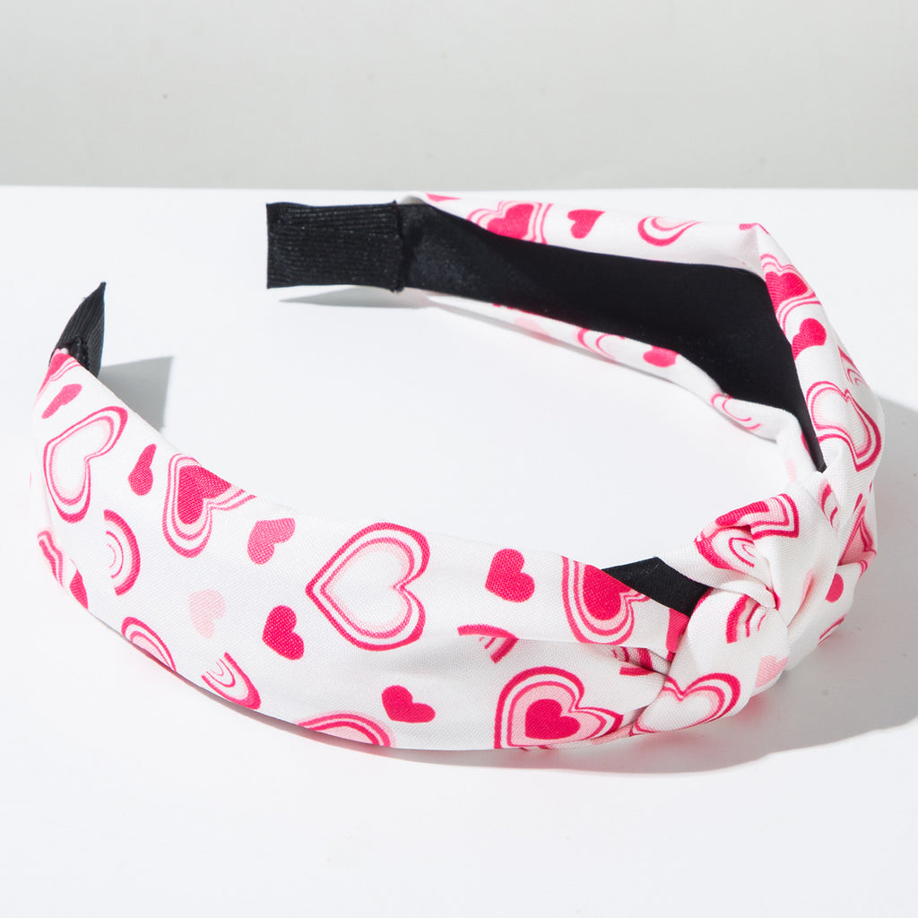 Heart Print Knotted Wide Headband - view 8