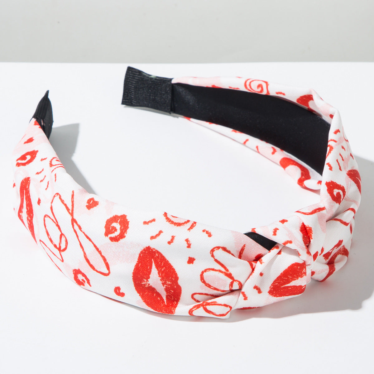 Heart Print Knotted Wide Headband - view 9