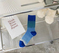 Ombre Gradient Ribbed Cotton Crew Socks - Blue
