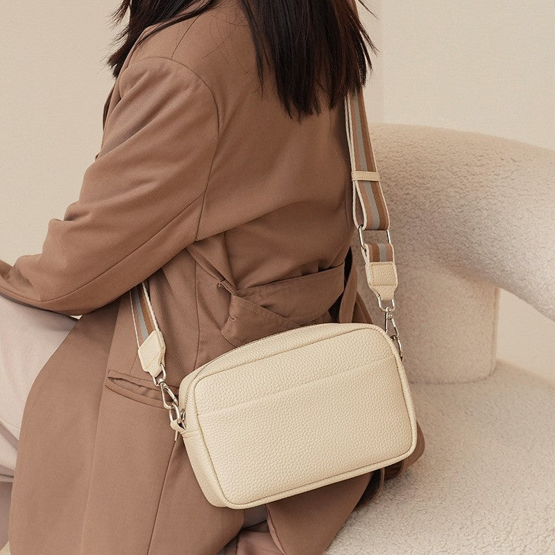 Pebbled Camera Crossbody Bag with Guitar Strap