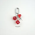 Polyhedral Dice Cluster Keychain Bag Charm - red