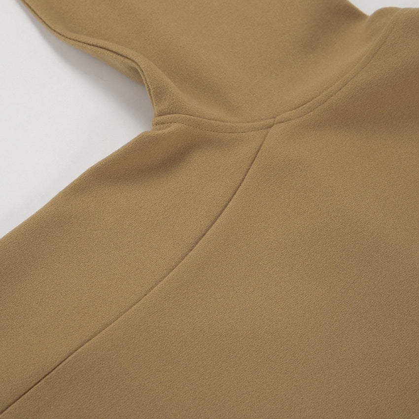Oversized Double Breasted Lapel Jacket - khaki - 12