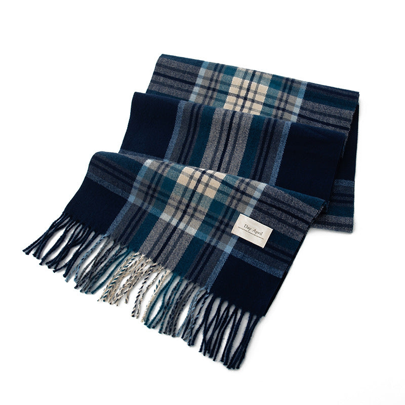 Holiday Tartan Plaid Blanket Scarf - 01Navy