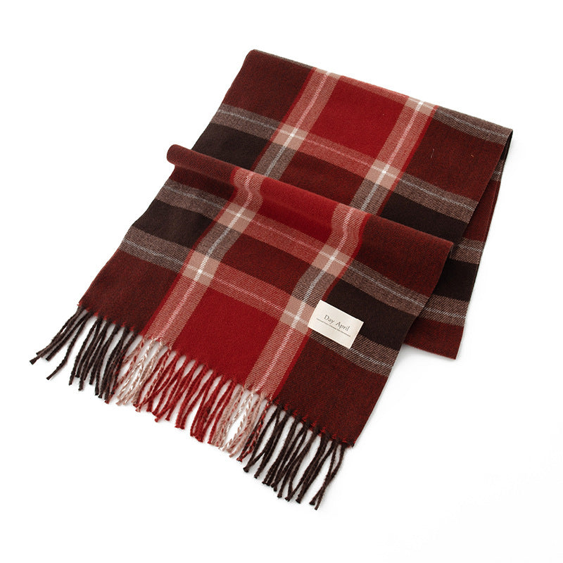 Holiday Tartan Plaid Blanket Scarf - 02Cabernet