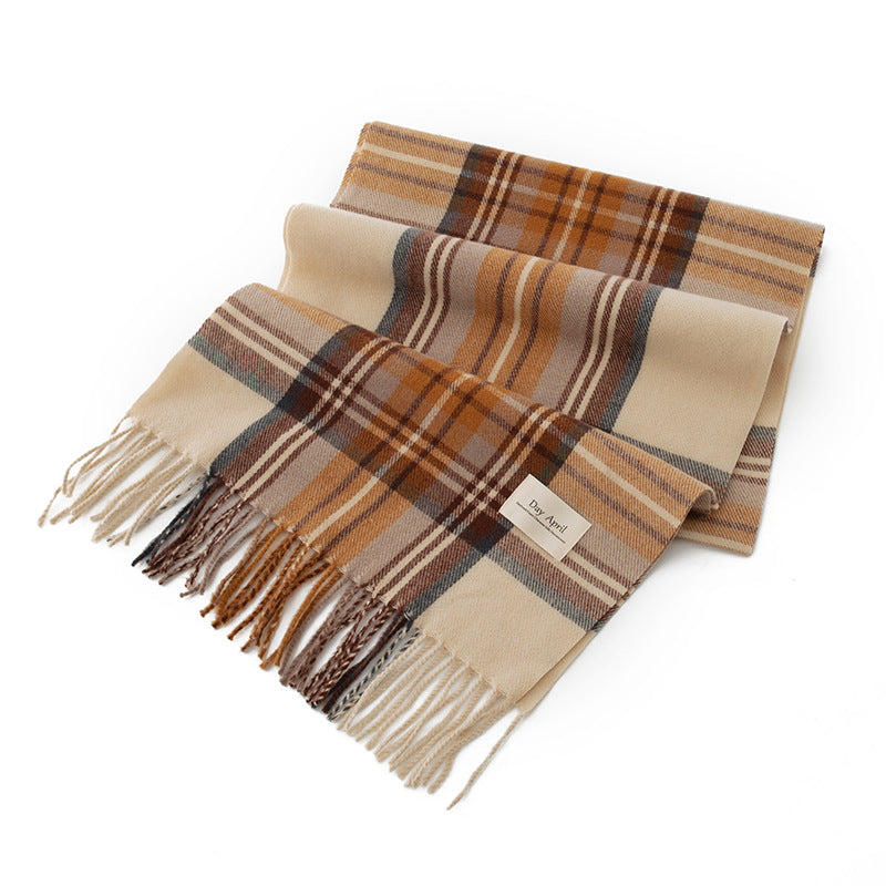 Holiday Tartan Plaid Blanket Scarf - 03Beige