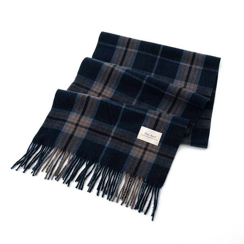 Holiday Tartan Plaid Blanket Scarf - 04Navy