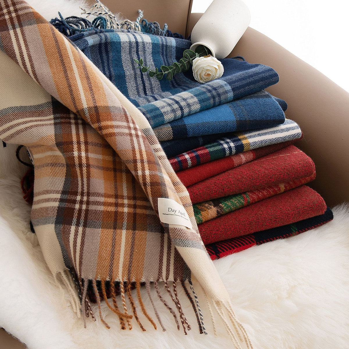 Holiday Tartan Plaid Blanket Scarf - view 5