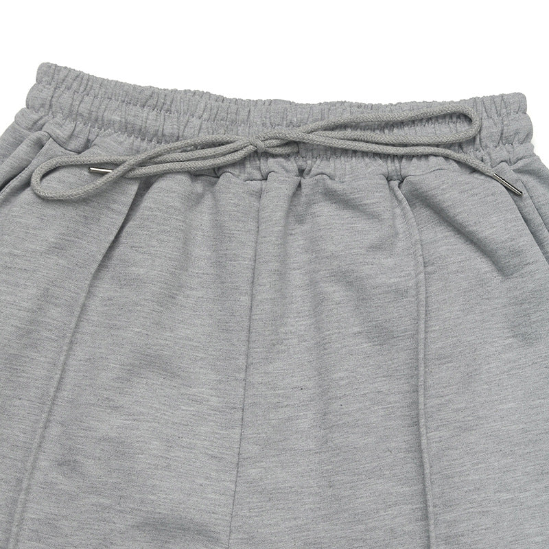 Cargo Pocket Wide Leg Drawstring Trousers - Grey - 3