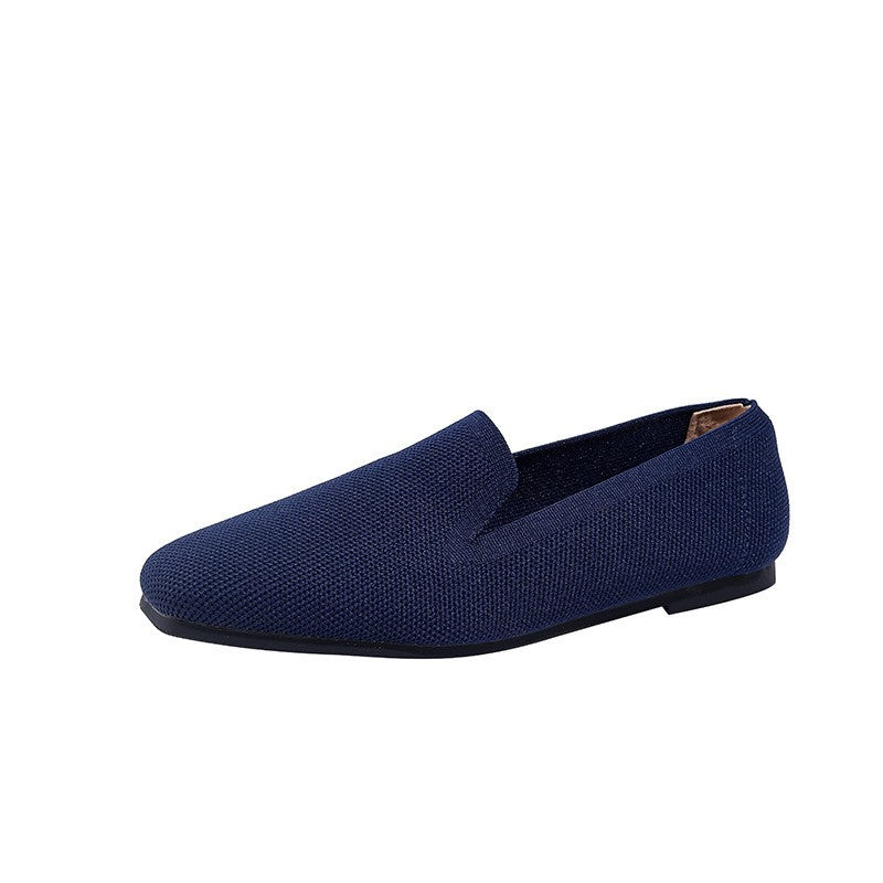 Square Toe Knit Loafer Flats