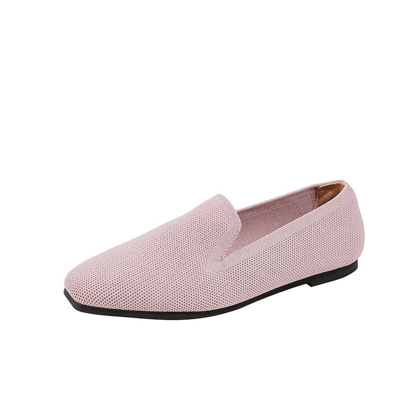 Square Toe Knit Loafer Flats