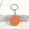 Mountain Sunrise Wood Keychain With Etched Pines - Pink