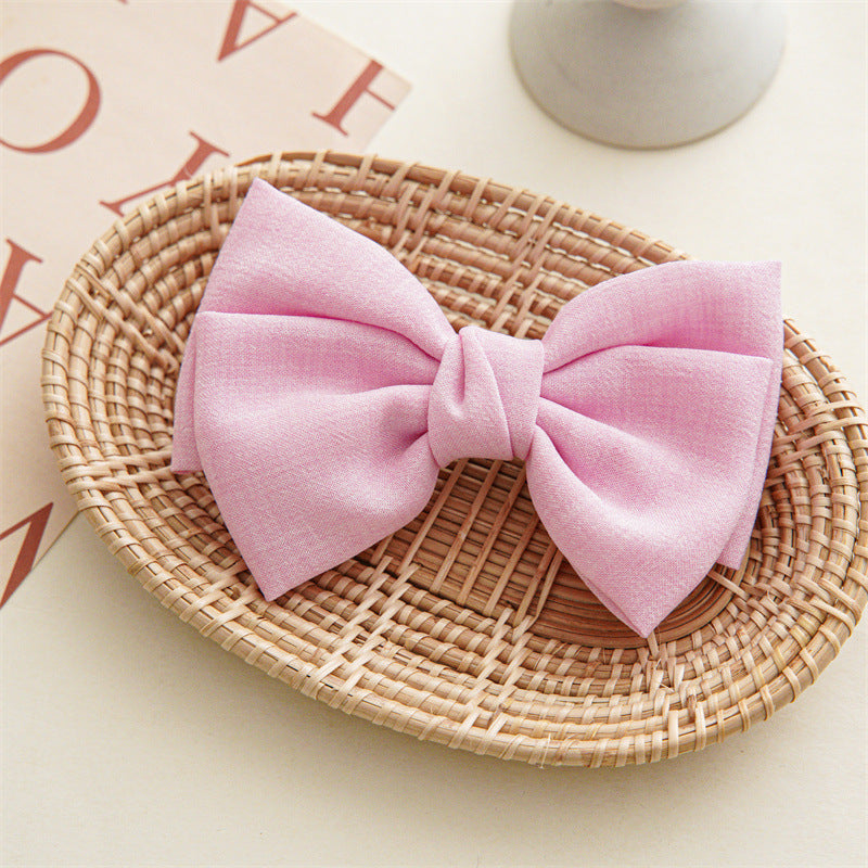 Knotted Linen Bow Hair Clip Barrette - Pink