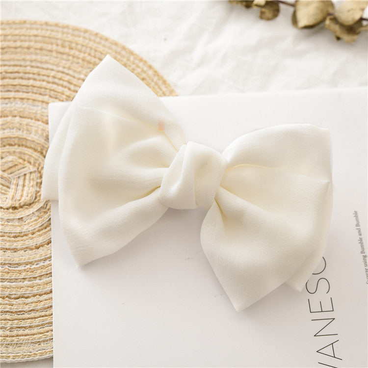 Knotted Linen Bow Hair Clip Barrette - White
