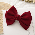 Knotted Linen Bow Hair Clip Barrette - WineRed