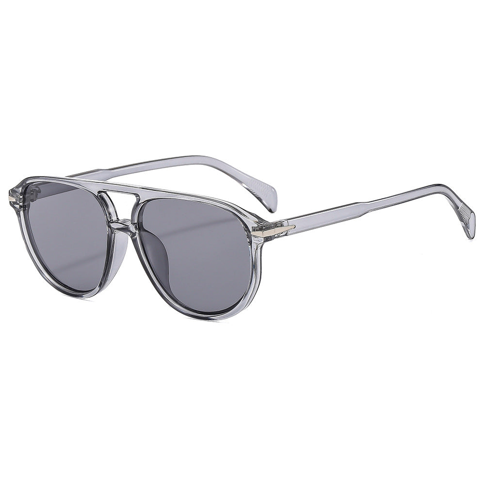 Rounded Pilot Frame Tinted Sunglasses - Grey