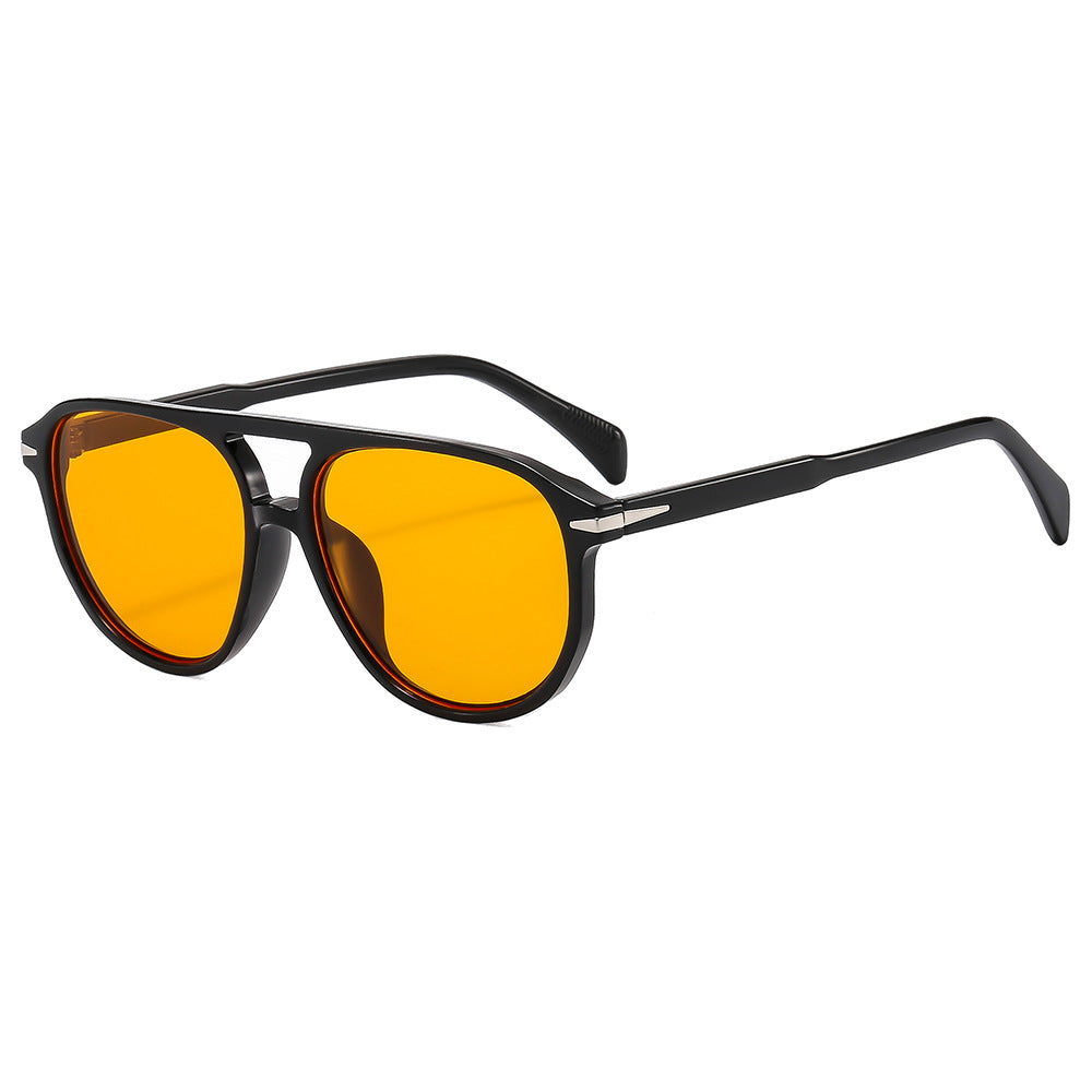Rounded Pilot Frame Tinted Sunglasses - Orange