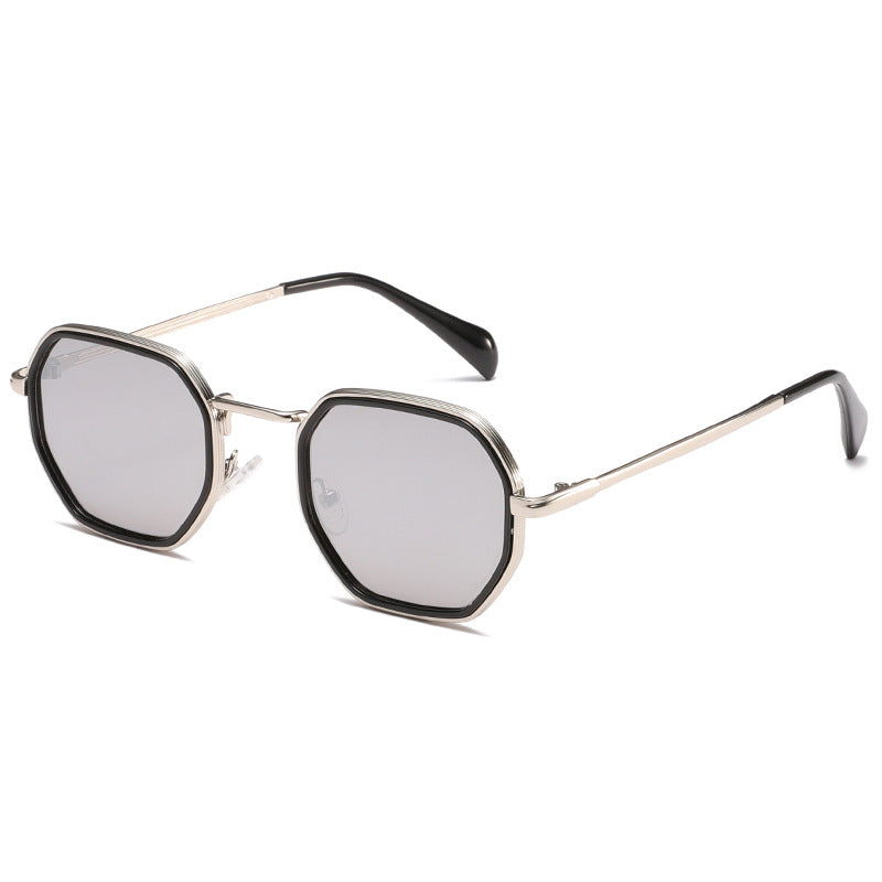 Hexagon Frame Vintage Metal Sunglasses - Color_2