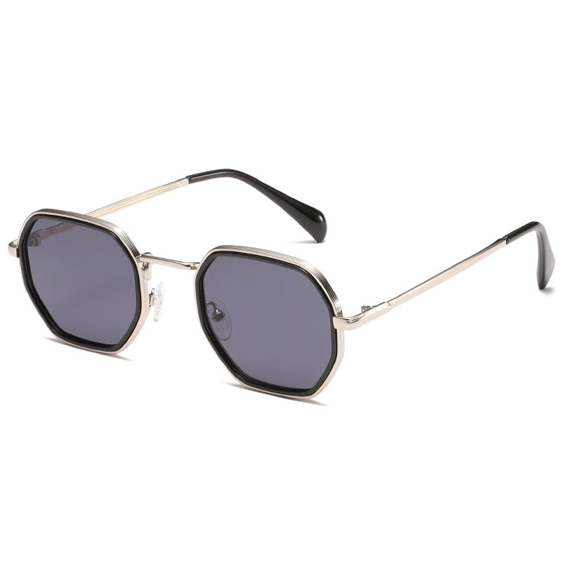 Hexagon Frame Vintage Metal Sunglasses - Color_4