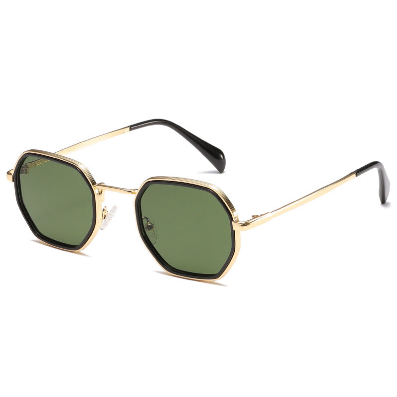 Hexagon Frame Vintage Metal Sunglasses - Color_5