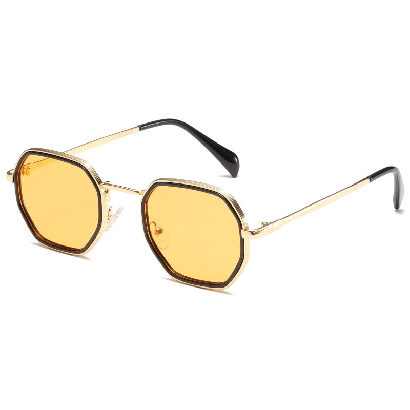 Hexagon Frame Vintage Metal Sunglasses - Color_6