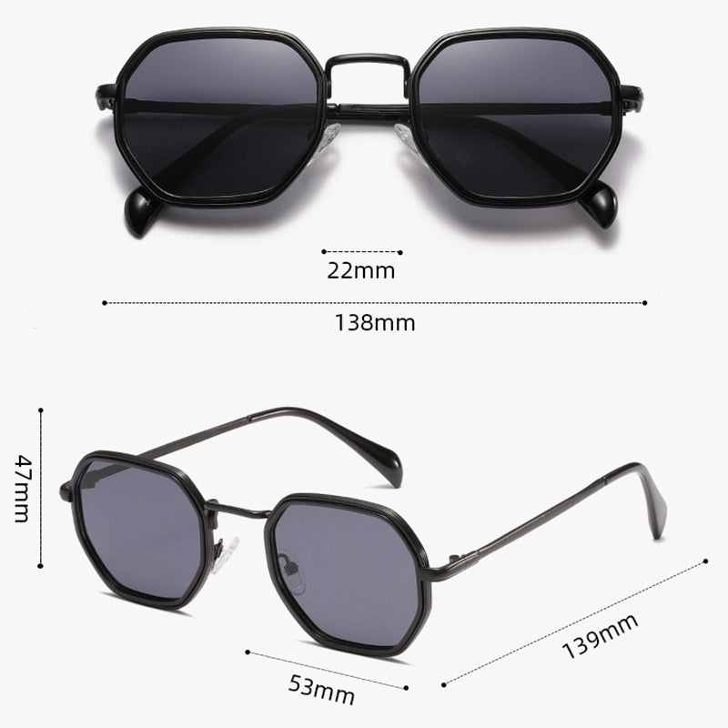 Hexagon Frame Vintage Metal Sunglasses - view 1