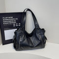 Slouchy Multi-Zip Hobo Shoulder Bag - Black