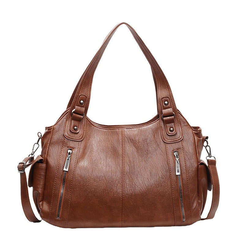 Slouchy Multi-Zip Hobo Shoulder Bag