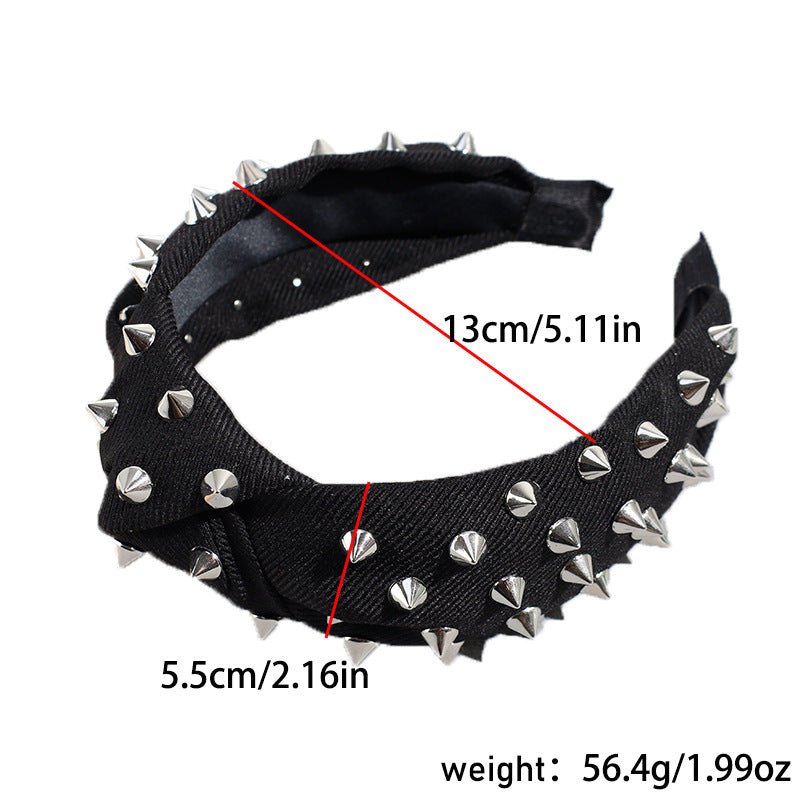 Spike Studded Knotted Wide Headband - view 2