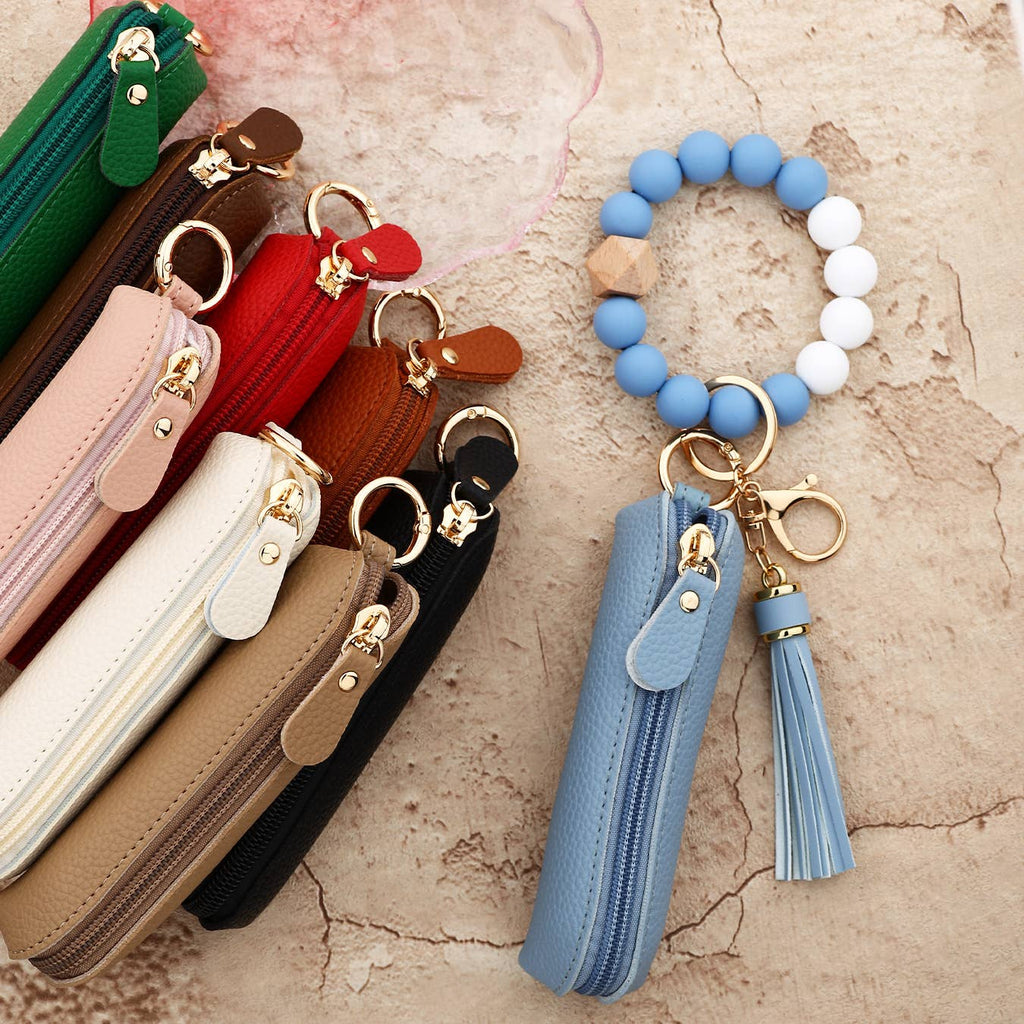 Bead Wristlet Keychain With Zip Pouch