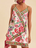 Scarf Print Mini Cami Dress With Thin Straps - Floral