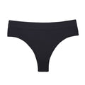 Ribbed Waistband Seamless High Waist Thong - Black