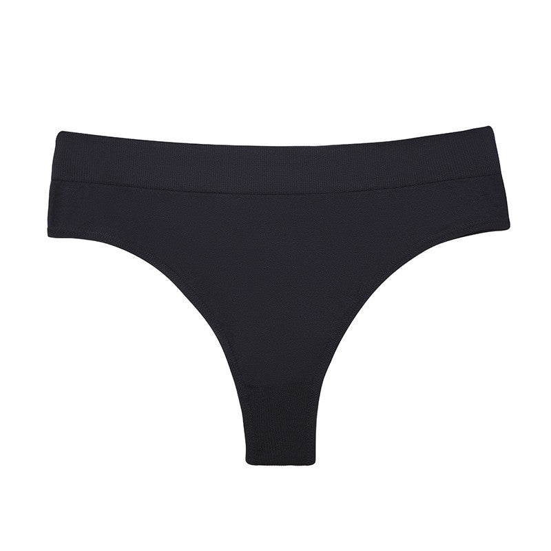 Ribbed Waistband Seamless High Waist Thong