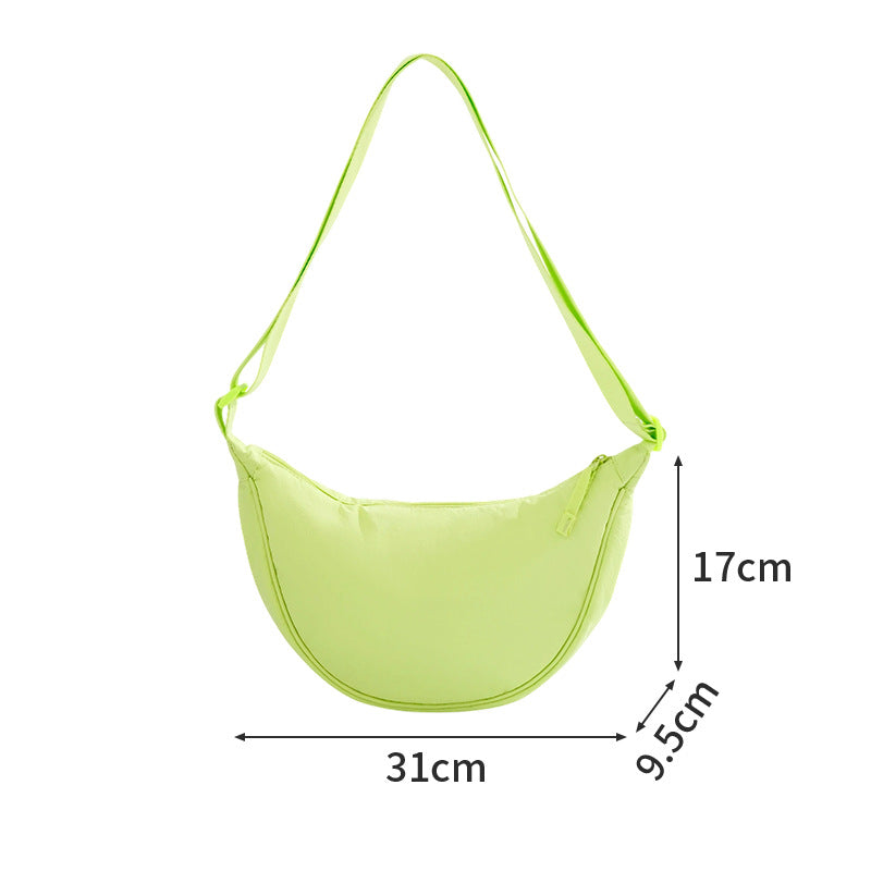 Slouchy Half-Moon Crescent Sling Shoulder Bag - Green - 2