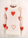 Scattered Heart Jacquard Drop Shoulder Sweater - White