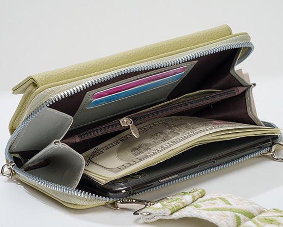 Woven Strap Phone Wallet Crossbody Set - Green - 1