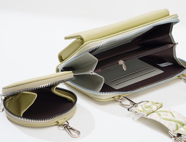 Woven Strap Phone Wallet Crossbody Set - Green - 4