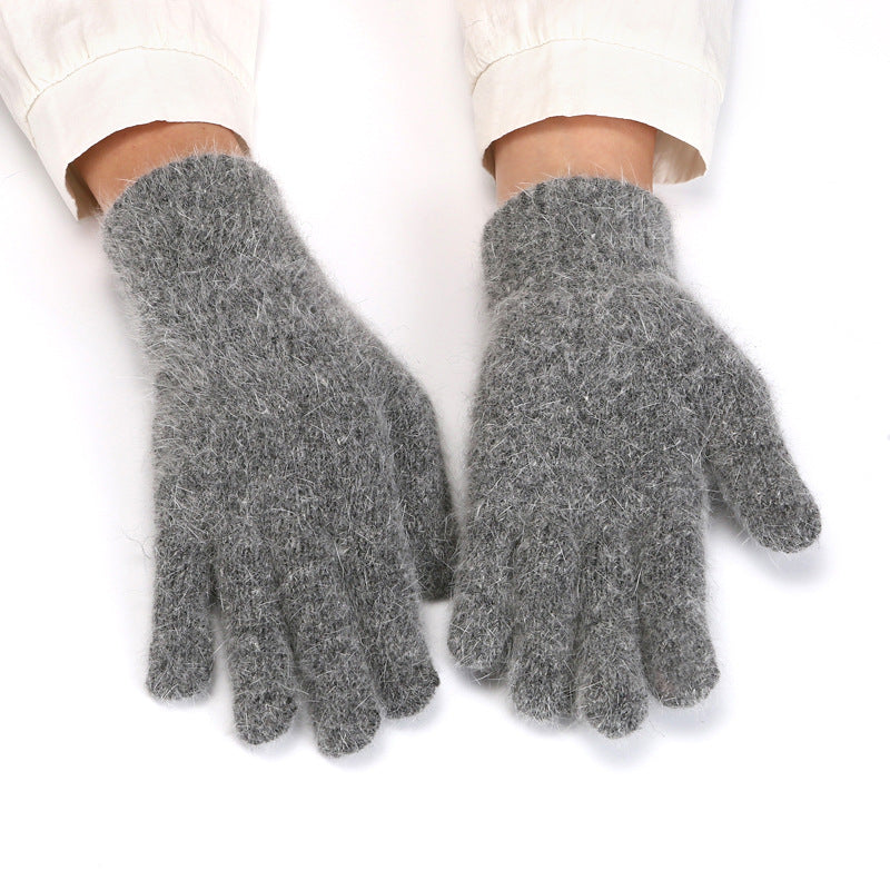 Soft Angora Blend Knit Winter Gloves - DarkGrey