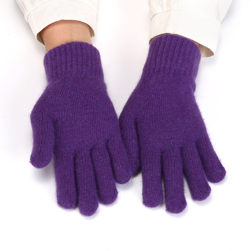Soft Angora Blend Knit Winter Gloves - DkPurple