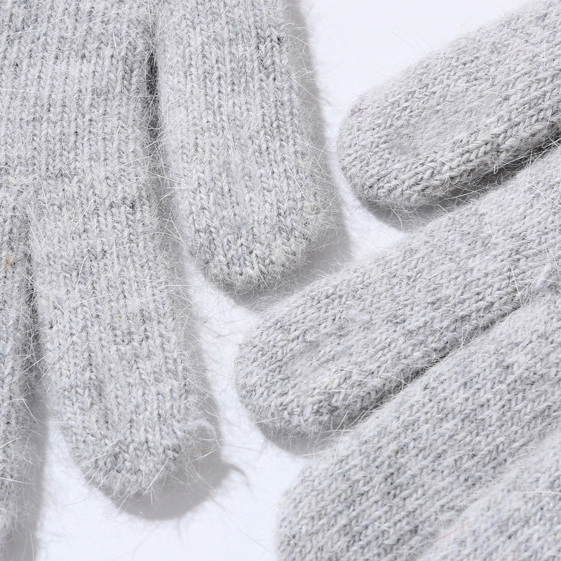 Soft Angora Blend Knit Winter Gloves - Gray - 2