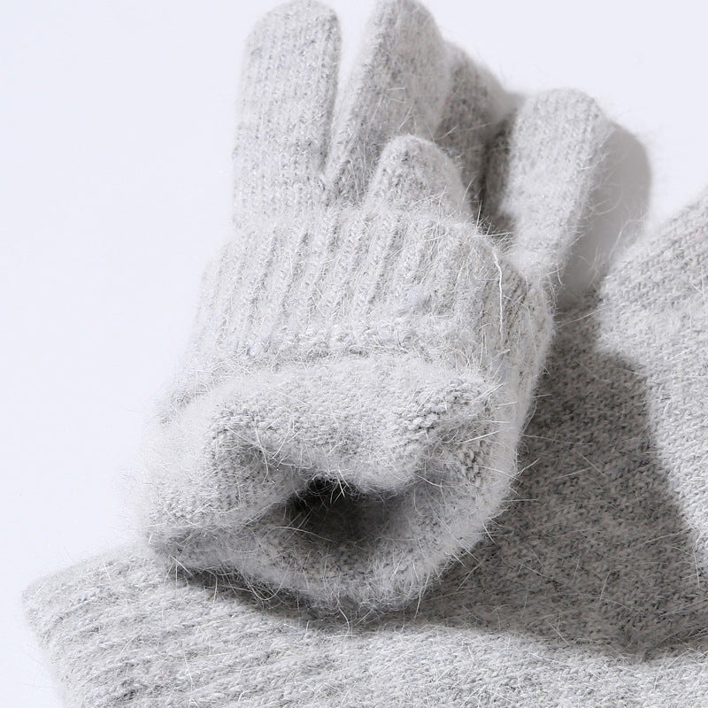 Soft Angora Blend Knit Winter Gloves - Gray - 3