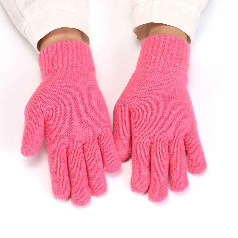 Soft Angora Blend Knit Winter Gloves - Rose