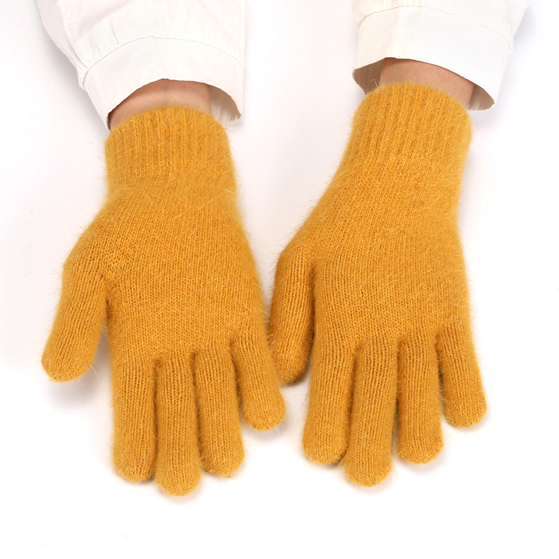 Soft Angora Blend Knit Winter Gloves - Turmeric