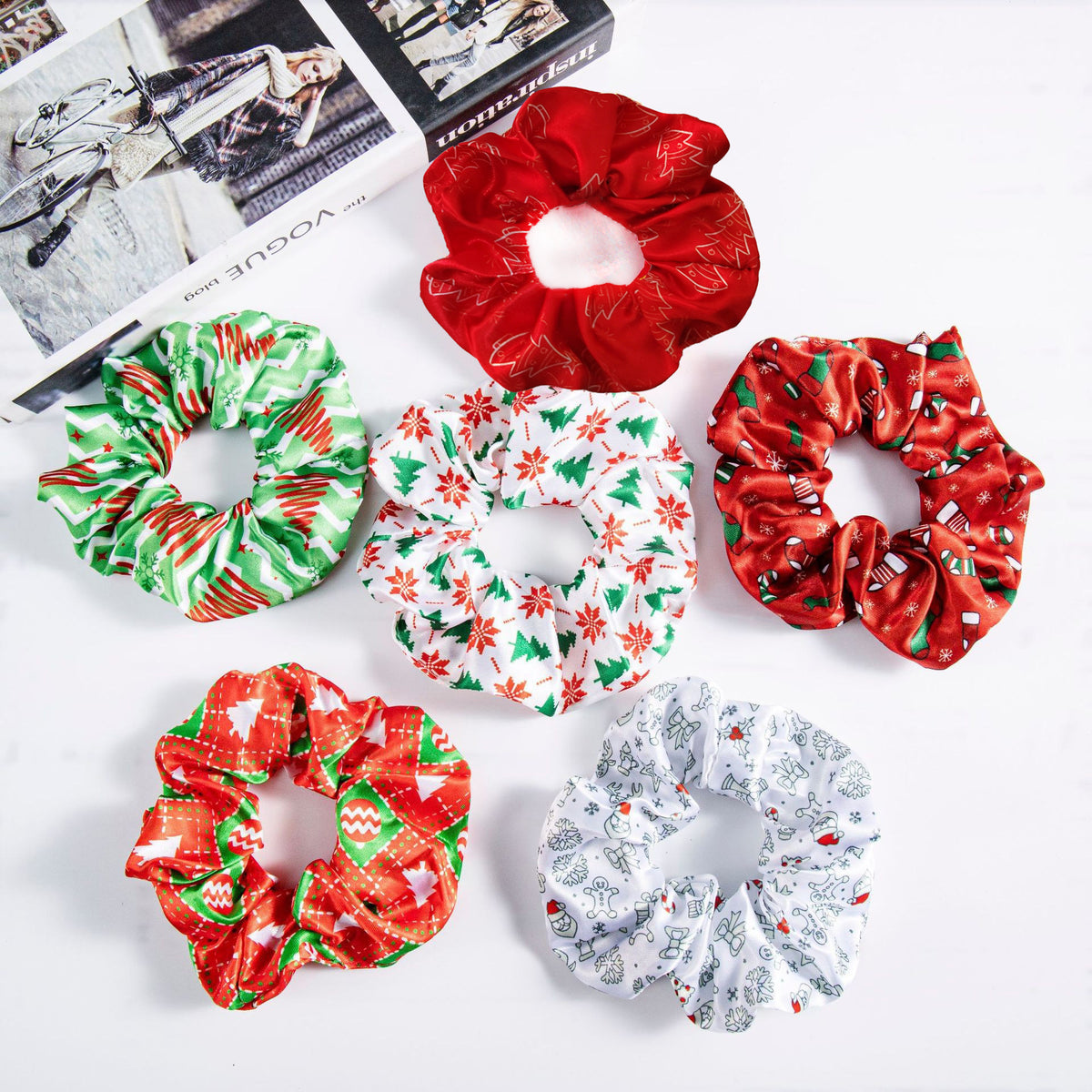 Silky Satin Scrunchie With Holiday Prints - view 3