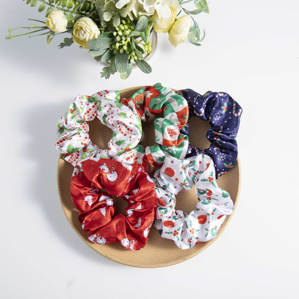Silky Satin Scrunchie With Holiday Prints - view 4