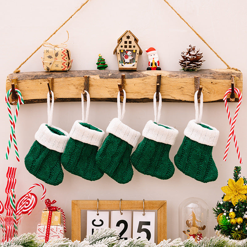 Cable Knit Mini Christmas Stocking with Hanging Loop