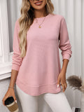 Waffle Knit Long Sleeve Tunic Top - Pink